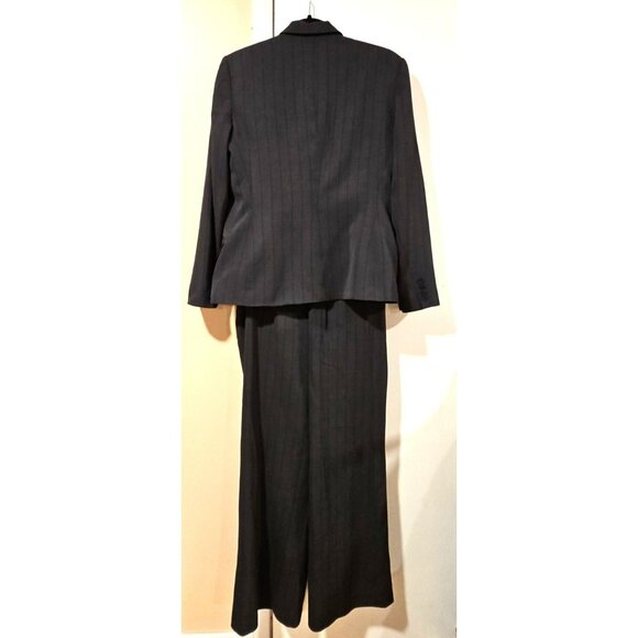 Holt Renfrew 2-pc Pant suit Women 2 pc Striped Gray Sz 12 Wide Leg Office Career - Picture 7 of 16